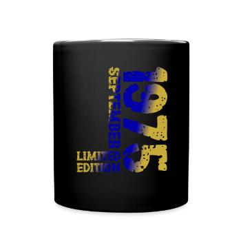 1975 September Limited Edition 48. Geburtstag Deko - Tasse einfarbig - Schwarz - Vorne