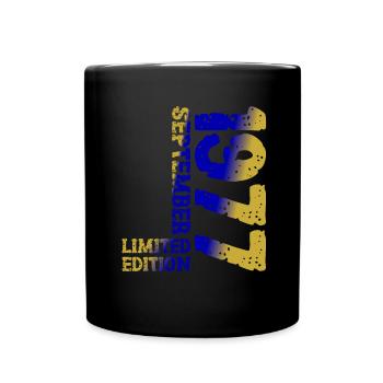 1977 September Limited Edition 46. Geburtstag Deko - Tasse einfarbig - Schwarz - Vorne