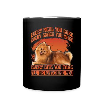 Pomeranian Zwergspitz - Tasse einfarbig - Schwarz - Vorne
