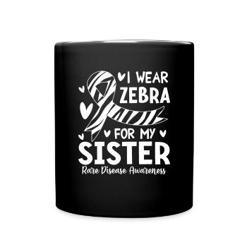 Rare Disease Awareness Rare Cancer Zebra Striped - Full Colour Mug - black - Front