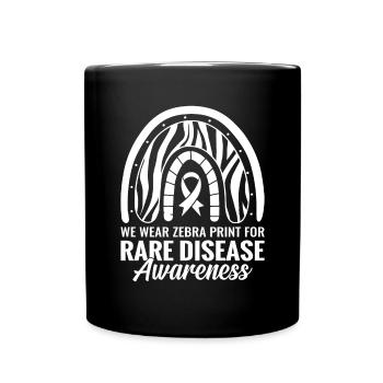 Rare Disease Awareness Zebra Striped Ribbon Rare - Full Colour Mug - black - Front