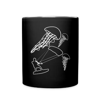 Kitesurfer Qualle Kitesurfen Kiteboarder - Tasse einfarbig - Schwarz - Vorne