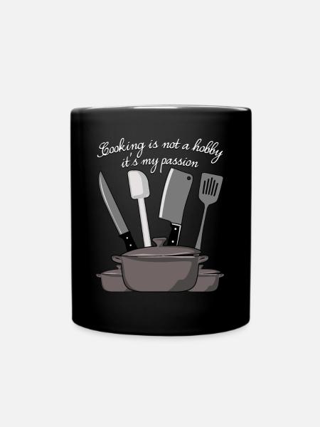Kochmütze Kochtopf Kochen Küche Koch - Tasse einfarbig - Schwarz
