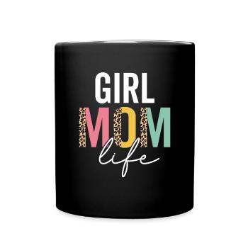 Girl Mom Life Funny Mom Leopard Girl Mama Cheetah - Full Colour Mug - black - Front