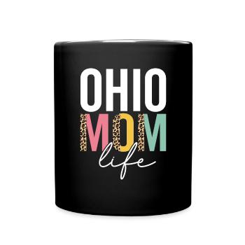 Ohio Mom Life Funny Mom Leopard Ohio Mama Cheetah - Full Colour Mug - black - Front