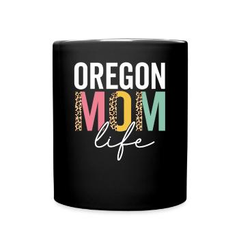 Oregon Mom Life Funny Mom Leopard Oregon Mama - Full Colour Mug - black - Front