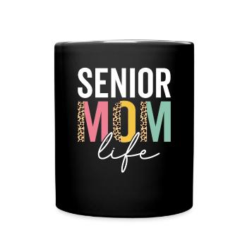 Senior Mama Leben Lustig Mama Leopard Senior Mama - Tasse einfarbig - Schwarz - Vorne
