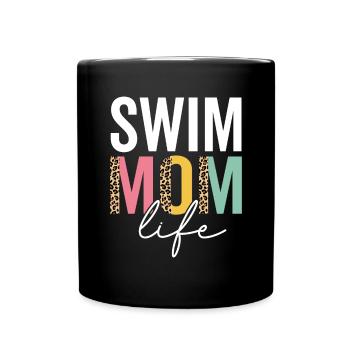 Schwimmen Mama Leben Lustige Mama Leopard Schwimmen Mama Gepard - Tasse einfarbig - Schwarz - Vorne