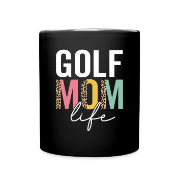 Golf Mom Life Funny Mom Leopard Golf Mama Cheetah - Full Colour Mug - black - Front