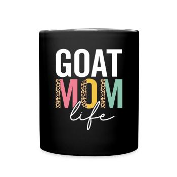Goat Mom Life Funny Mom Leopard Goat Mama Cheetah - Full Colour Mug - black - Front