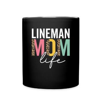 Lineman Mom Life Funny Mom Leopard Lineman Mama - Full Colour Mug - black - Front