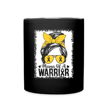 Maman of A Warrior Childhood Cancer Awareness Gold (en anglais seulement) - Mug uni - noir - Devant