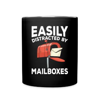 Facilement distrait par un drôle de postier aux lettres - Mug uni - noir - Devant