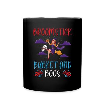 Broomstick Bucket and Boos Caretaker Halloween - Full Colour Mug - black - Front