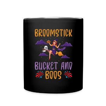 Broomstick Bucket and Boos Caretaker Halloween - Full Colour Mug - black - Front