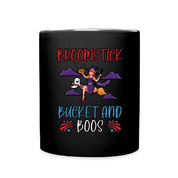 Broomstick and bucket caretaker Halloween - Full Colour Mug - black - Front