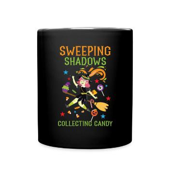 Sweeping Shadows Collecting Candy Halloween - Full Colour Mug - black - Front