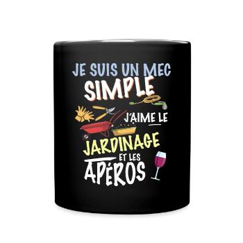 Jardin Apero Idée Cadeau Homme Humour Papa pay - Mug uni - noir - Devant