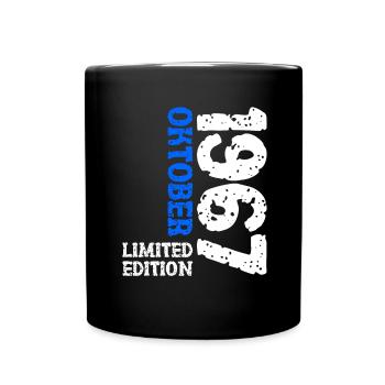1967 Oktober Limited Edition 56. Geburtstag Deko - Tasse einfarbig - Schwarz - Vorne
