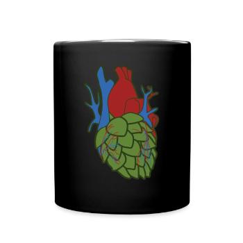 Hops Heart Beer Brewery Hobby Brewer - Full Colour Mug - black - Front