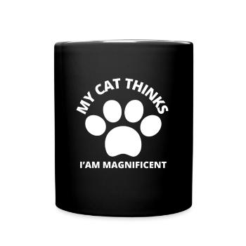 Cat Owner - My cat thinks I'm awesome - Full Colour Mug - black - Front