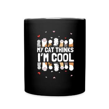 Cat Owner - My cat thinks I'm awesome - Full Colour Mug - black - Front
