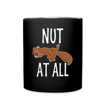 Eichhörnchen mit Nuss - Tasse einfarbig - Schwarz - Vorne