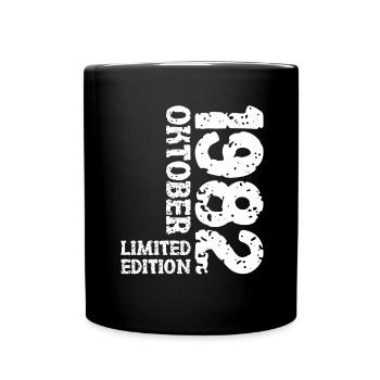 1982 Oktober Limited Edition 41. Geburtstag Deko - Tasse einfarbig - Schwarz - Vorne