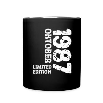 1987 Oktober Limited Edition 36. Geburtstag Deko - Tasse einfarbig - Schwarz - Vorne