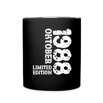 1988 Oktober Limited Edition 35. Geburtstag Deko - Tasse einfarbig - Schwarz - Vorne