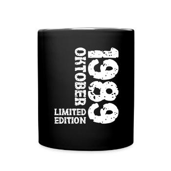 1989 Oktober Limited Edition 34. Geburtstag Deko - Tasse einfarbig - Schwarz - Vorne