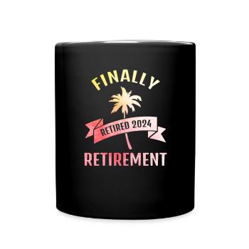 Finally retirement pension 2024 gift for pensioners - Full Colour Mug - black - Front