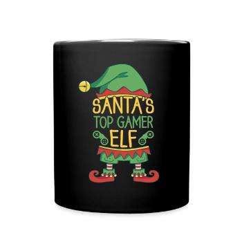 Weihnachtsmann Top Gamer Elf Controller Spiele Wei - Tasse einfarbig - Schwarz - Vorne