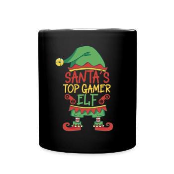 Weihnachtsmann's Top Gamer Elf Controller Gaming W - Tasse einfarbig - Schwarz - Vorne
