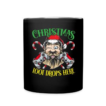 Weihnachten Loot Drops hier Gaming Weihnachten - Tasse einfarbig - Schwarz - Vorne