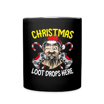 Weihnachten Loot Drops hier Gaming Weihnachten - Tasse einfarbig - Schwarz - Vorne