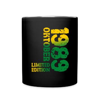 1989 Oktober Limited Edition 34. Geburtstag Deko - Tasse einfarbig - Schwarz - Vorne