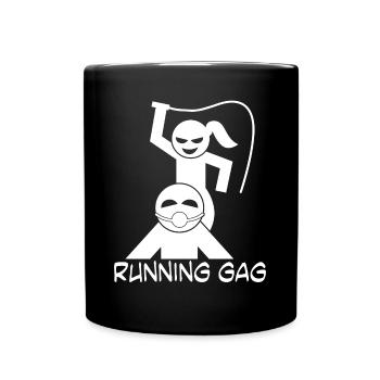 BDSM Witz mit Gag und Peitsche - Tasse einfarbig - Schwarz - Vorne