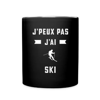 je peux pas j'ai ski skieur cadeau - Mug uni - noir - Devant