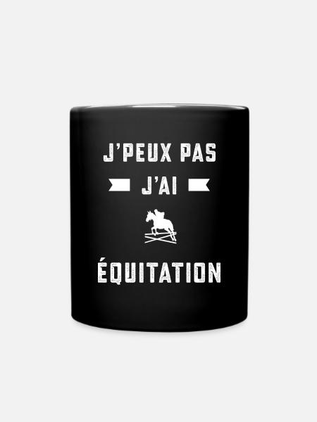 je peux pas j'ai équitation cavalier cadeau - Mug uni - noir