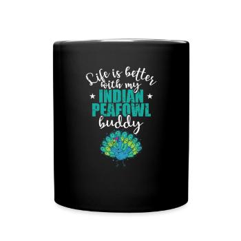 La vie est meilleure avec mon ami paon indien - Mug uni - noir - Devant