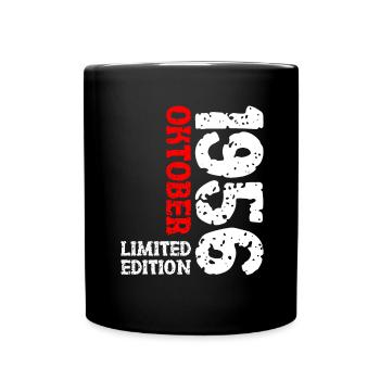 1956 Oktober Limited Edition 67. Geburtstag Deko - Tasse einfarbig - Schwarz - Vorne