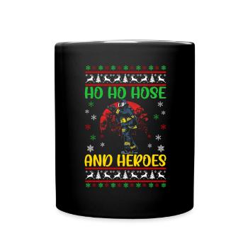 Ho Ho Hose and Heroes Fire Brigade Christmas - Full Colour Mug - black - Front