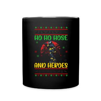 Ho Ho Hose and Heroes Fire Brigade Christmas - Full Colour Mug - black - Front