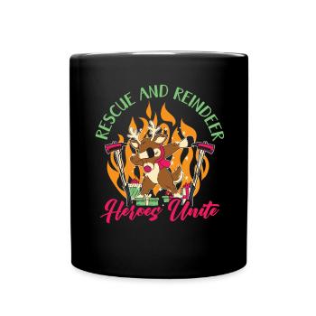 Rettung und Rentiere: Heroes Unite Weihnachten - Tasse einfarbig - Schwarz - Vorne