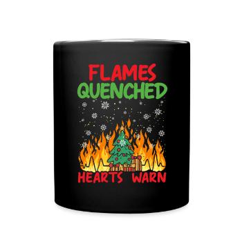 Flames Extinguished Hearts Warm Fire Fighting Wei - Full Colour Mug - black - Front