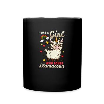 Just a girl who loves Llamacorn Cute Llama - Tasse einfarbig - Schwarz - Vorne