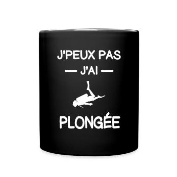 je peux pas j'ai plongée apnée plongeur humour - Mug uni - noir - Devant