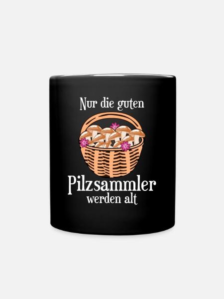 Pilzsammler Pilze im Korb Pilz - Tasse einfarbig - Schwarz