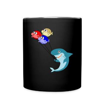 Requin avec ballons ballons de poisson-globe poisson - Mug uni - noir - Devant
